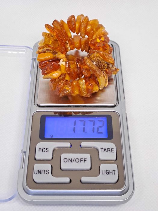 Bransoletka z bursztynu bałtyckiego sieczka polerowana koniakowa #206