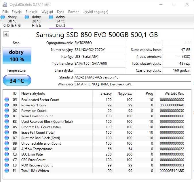 SSD 500GB Samsung 850 EvO