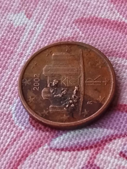 Moeda de 1 cêntimo da Itália com erro de cunhagem