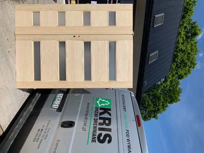 Drzwi drewniane sosnowe OD RĘKI dwuskrzydłowe z oscieżnicą C.POLSKA