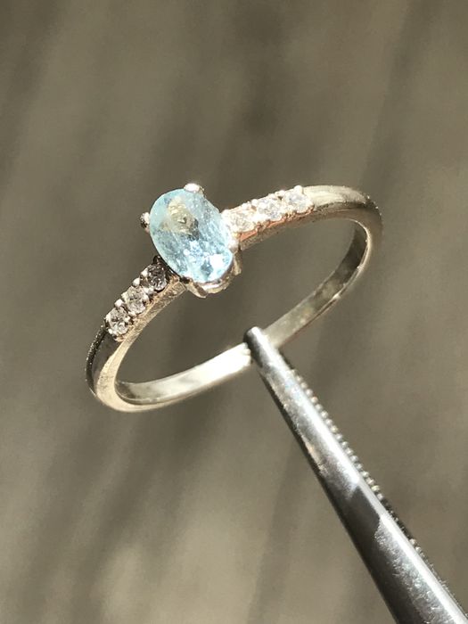 Кольцо аквамарин серебро