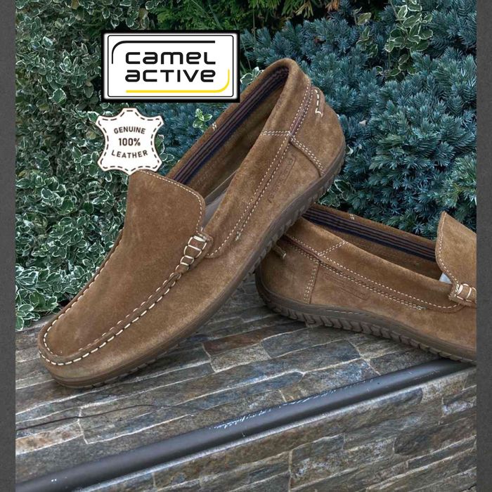 Camel active німеччина фірмові зручні шкіряні чоловічі мокасини сліпони туфлі натуральна шкіра 43р.