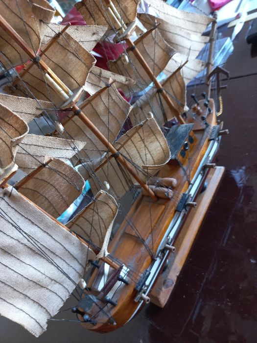 Embarcação antiga. Decoração - maquete Fragata