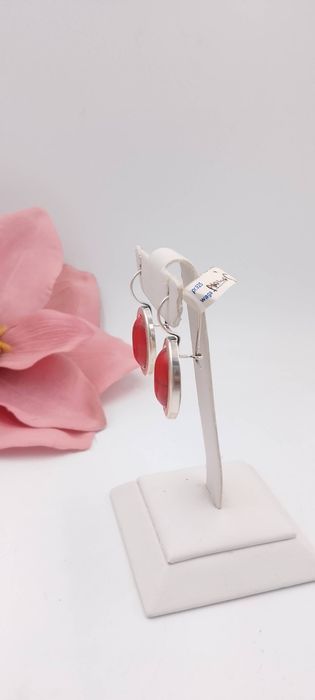 Srebrne kolczyki pr 925 Koral nowe