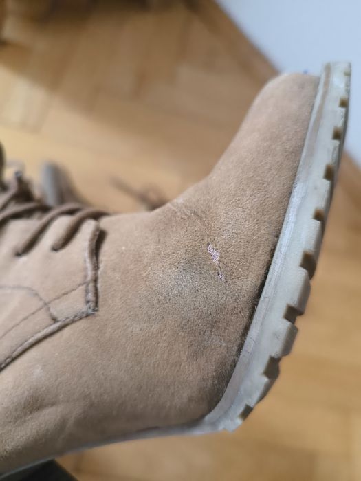 Brązowe zamszowe kozaki botki Zara 39