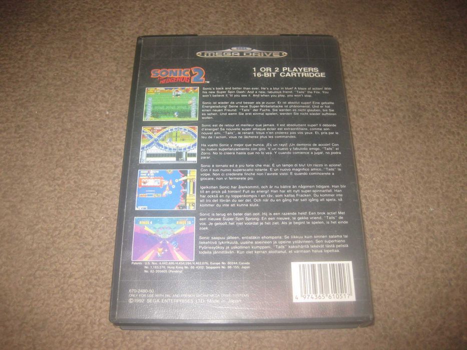 Jogo "Sonic 2" para Sega Mega Drive