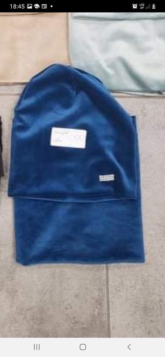 Komplet czapka z kominem welur