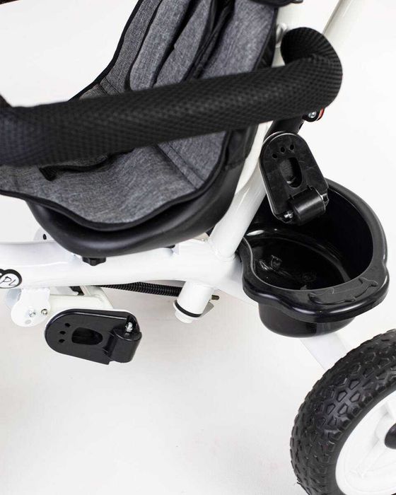 Rowerek trójkołowy dziecięcy 3w1 obrotowy Biały, Czarny, Szary