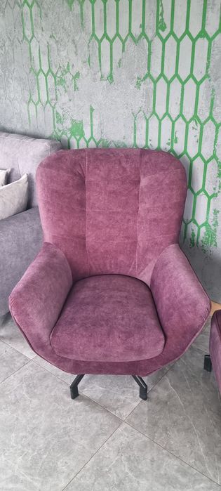 Fotel, Uszak Lord z podnóżkiem - bordowy