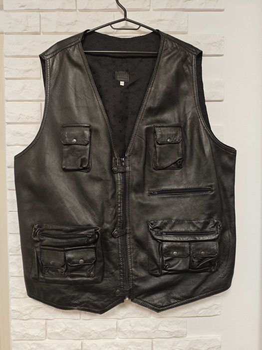 Bally жилетка шкіряна байкерська чорна чоловіча великого розміру жилет