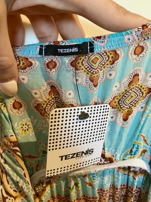 Nowa długa sukienka boho Tezenis wiskoza M/L bandana