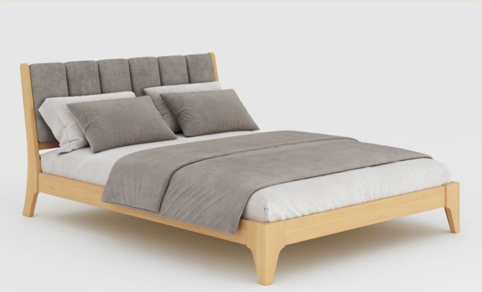 Ліжко деревяне з м'яким узголів'ям, бук масив