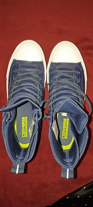 Утеплённые синие кеды Converse, натур. кожа, водонепроницаемые, р.42