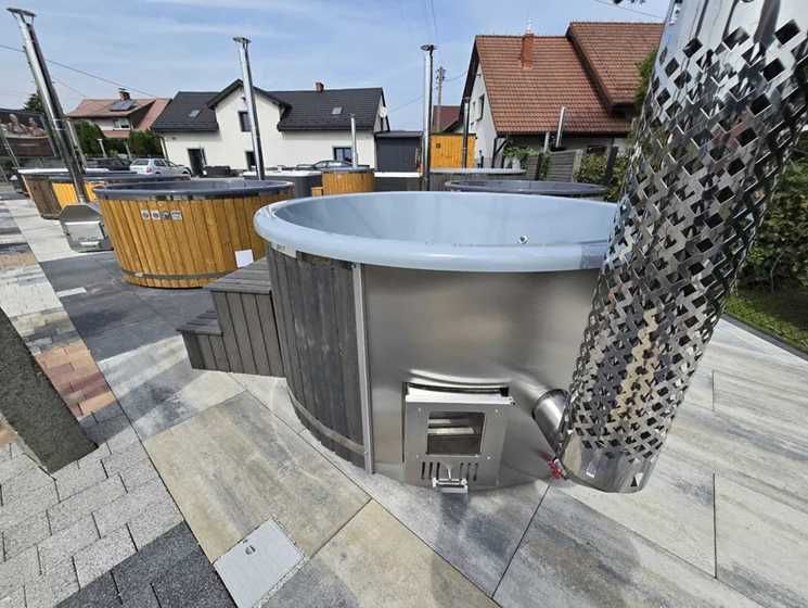 Balia ogrodowa z piecem, jacuzzi, sauna, ruska bania, spa