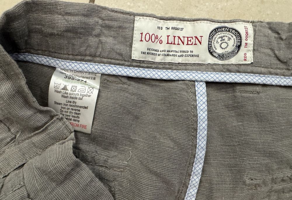 Męskie letnie Spodnie 100% Len  Next Authentic Linen – Rozmiar M/L jak nowe