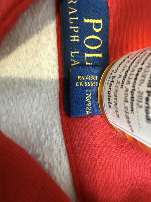 Bluza Polo Ralph Lauren USA Quarter-Zip White Red Collar Oryginał S