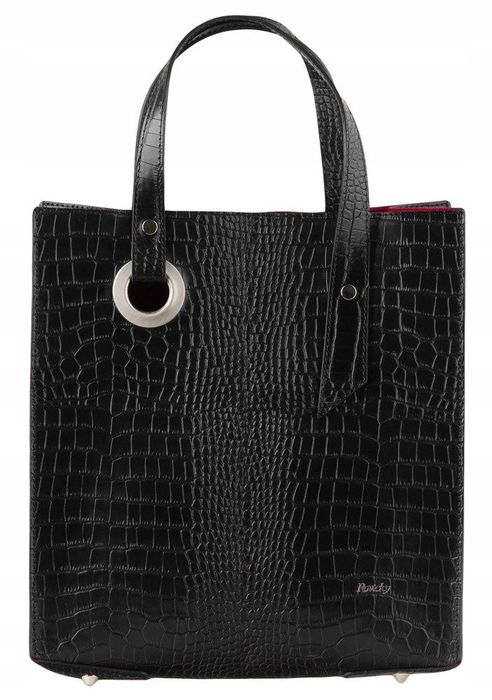 stylowy, prostokątny shopper damski ze skóry naturalnej - rovicky