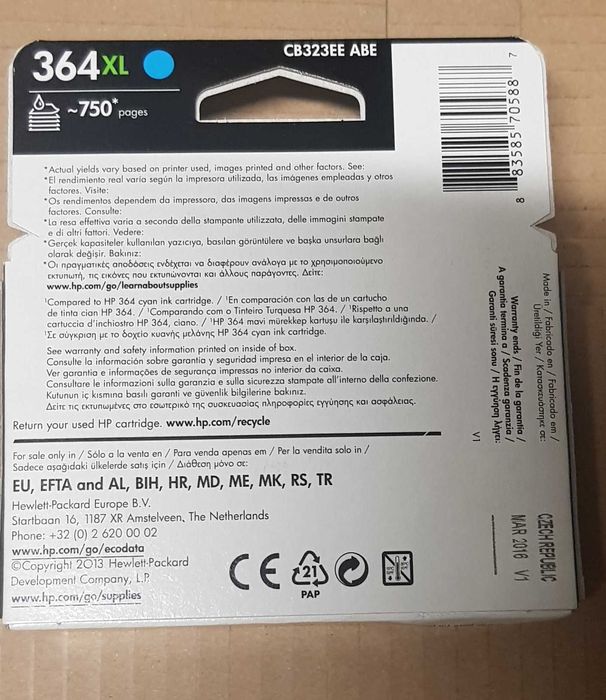 Tinteiro HP 364XL Azul (CB323EE)