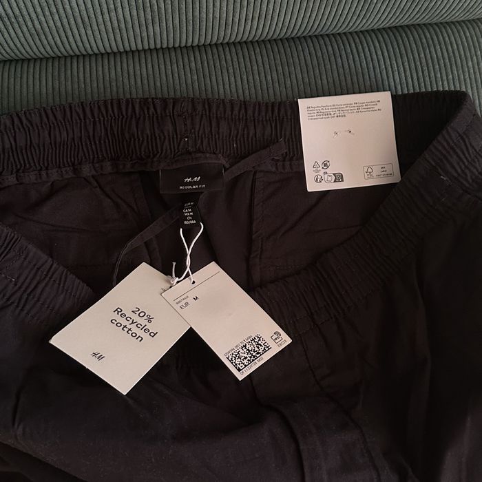 Чоловічі бавовняні штани H&M relaxed fit, брюки вільного крою hm straigth