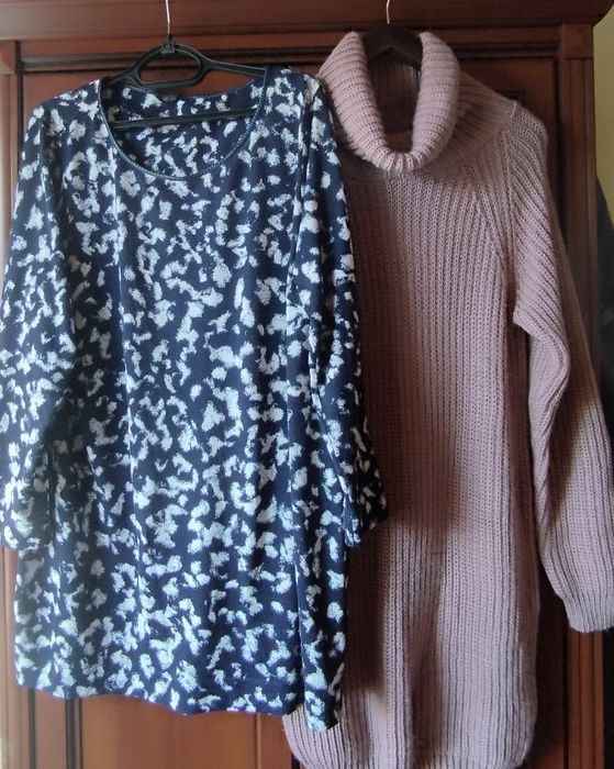 Платье(туника)р.от 50-до 56 шерсть/акрил и ТУНИКА р.56 чёрно/белая