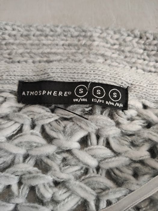 Atmosphere modny szary sweter dłuższy fason r. S