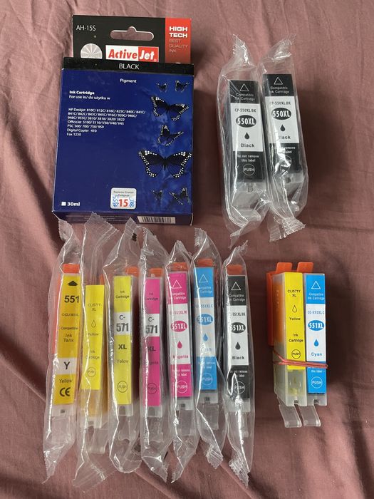 Kartridże do drukarki atramentowej HP: 551XL, 550XL, 810C, 812C…