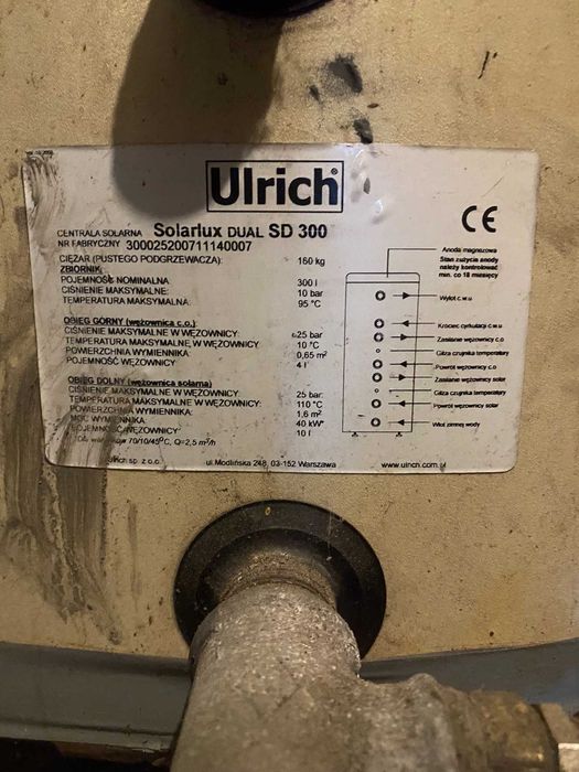 Bufor wymiennik CWU 300L URLICH SD 300