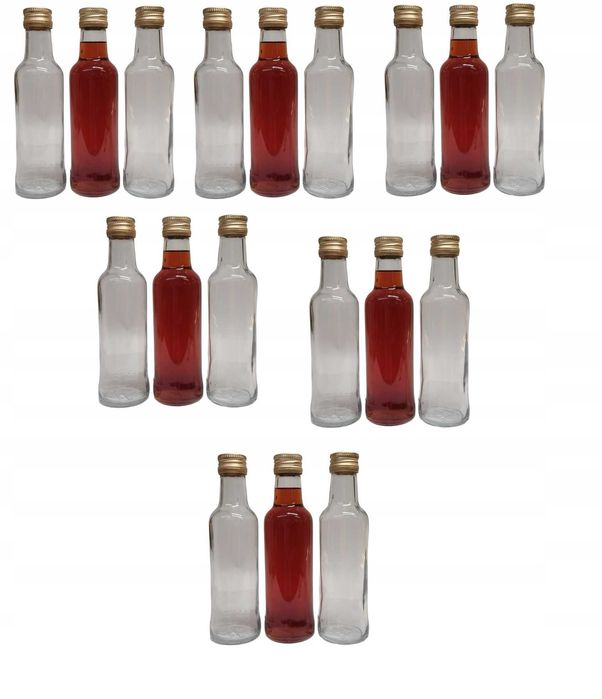 18 szt Butelka 200ml Monopolowa na soki wino bimber + Zakrętka Złota
