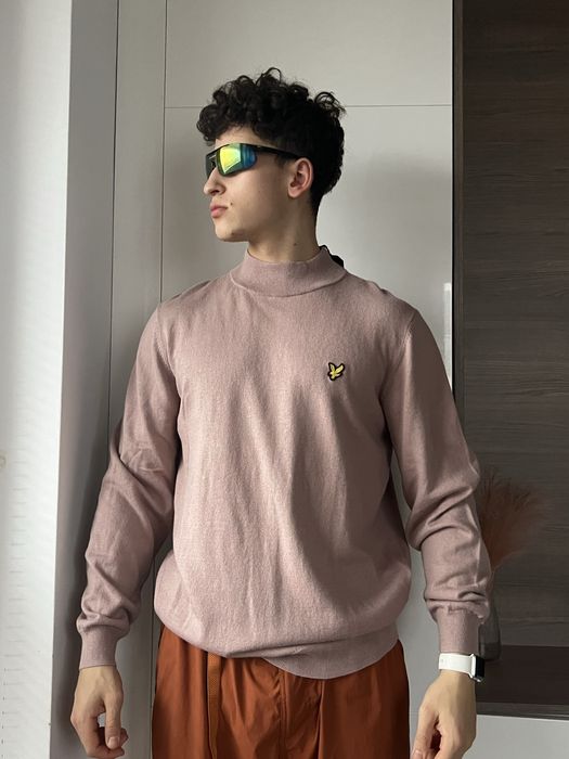 Nowy Elagancki Sweter z Wysokim Gardłem Lyle & Scott z Metkami Navy PK