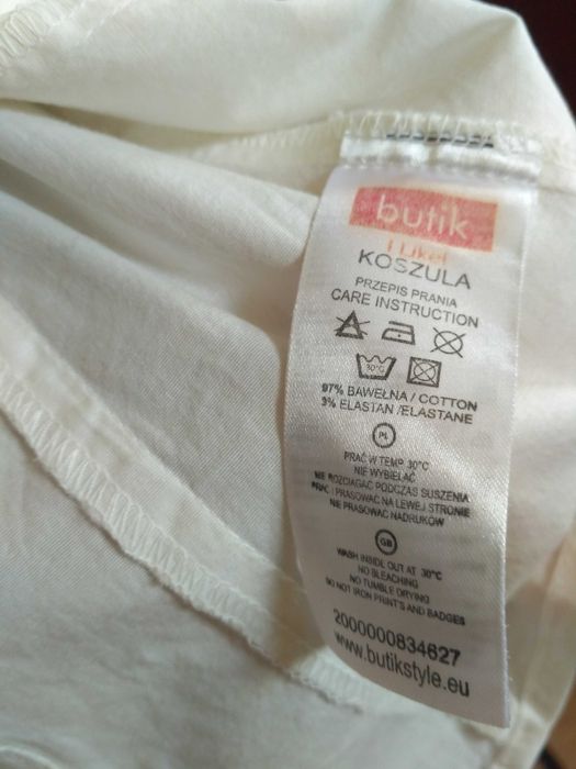 Biała gładka elegancka koszula galowa z krótkim rękawem