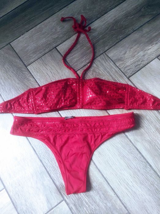 Calzedonia Cobey strój kąpielowy dwuczęściowy czerwony w kwiatki XS s