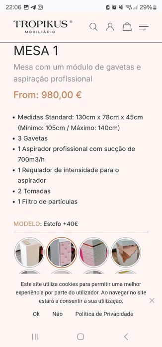 Mesa Tropikus unhas e aspiração