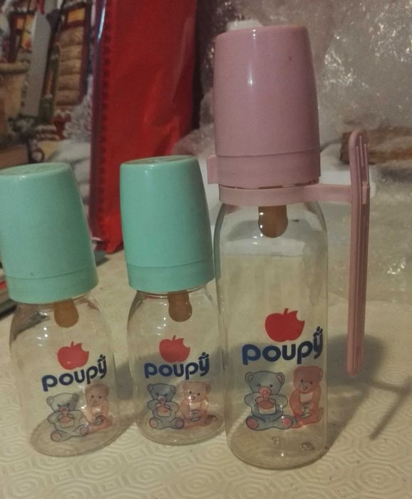 Set of 3 Plastic Baby Bottles, Free 2 Pacifier Clips! – Brand New!!64586338546177121