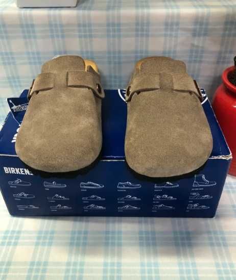 BIRKENSTOCK Boston BS Taupe Suede Leather R.41