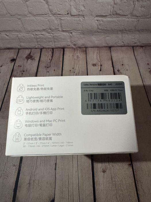 Портативний бездротовий А4 термопринтер PeriPage A 40, Bluetooth