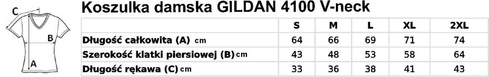 Koszulka damska GILDAN Premium V-neck niebieski XXL