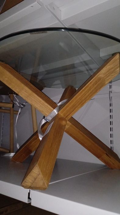 Стіл кавовий новий з масиву дуба та гартованого скла бренду Jusk