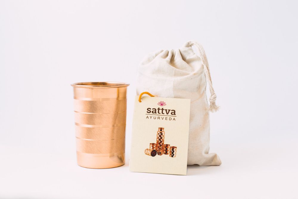 SATTVA Kubek miedziany do wody 350ml pasy