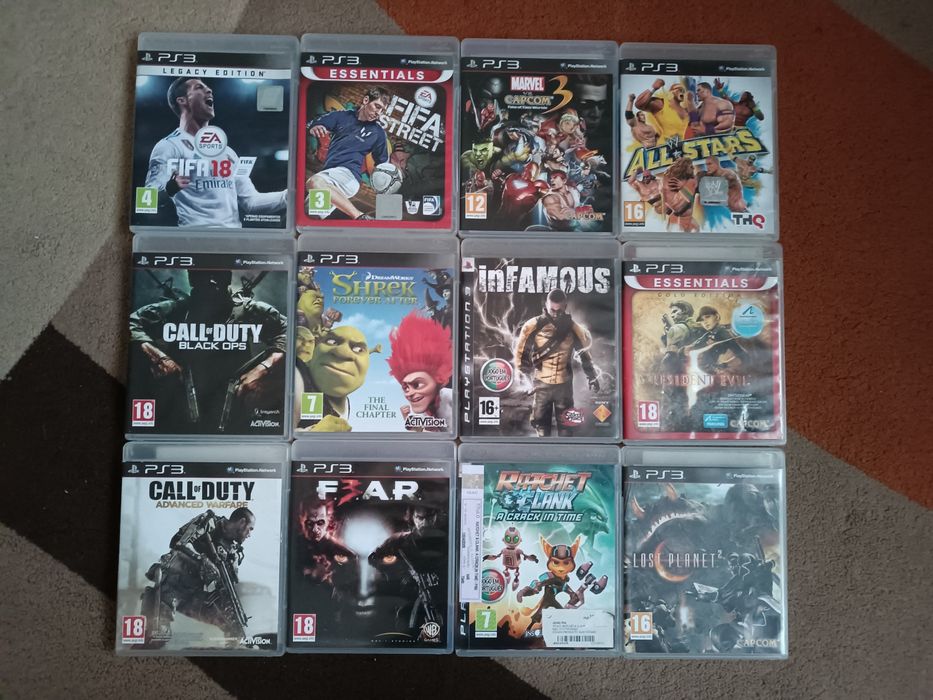 PS3 (PlayStation 3) with 2 Controllers, 35 Games, Move Controllers and Steering Wheel64584648234242122