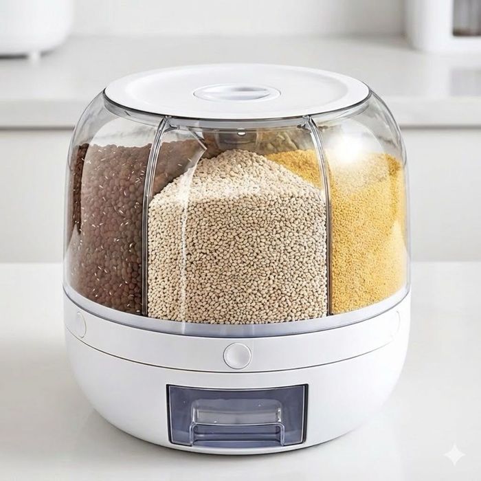DUŻY 3,5L Pojemnik do żywności obrotowy  do ryżu płatków do kuchni