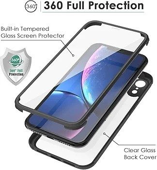 Etui iPhone XR, LOFTER, pełna ochrona, pancerne, 360°, czarne