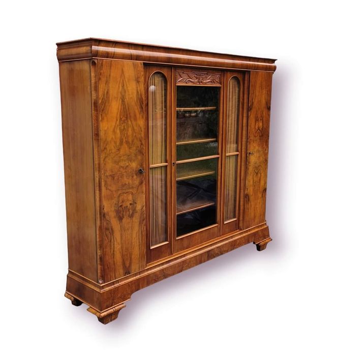 Wyjątkowa orzechowa biblioteka Art Deco z 1930 roku