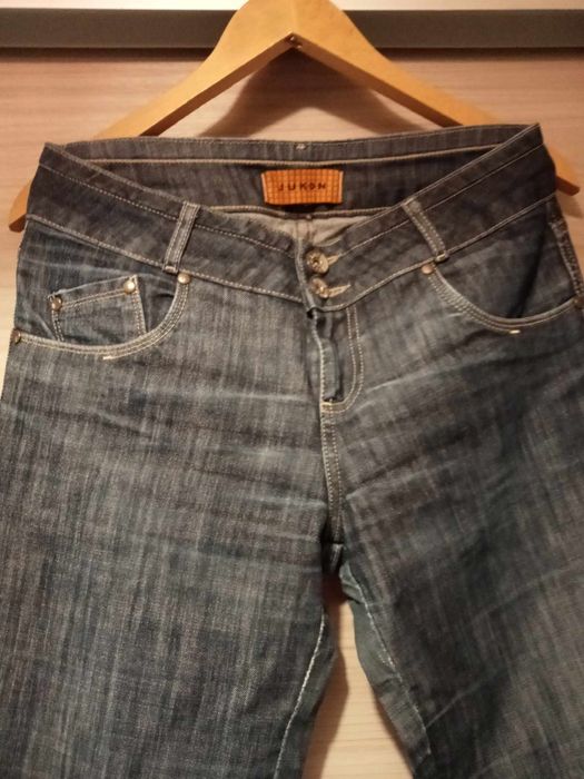 Dwie pary jeans denim szerokie damskie. Roz. 33 .