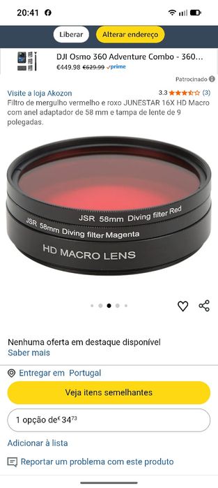 Lente para fotos subaquáticas