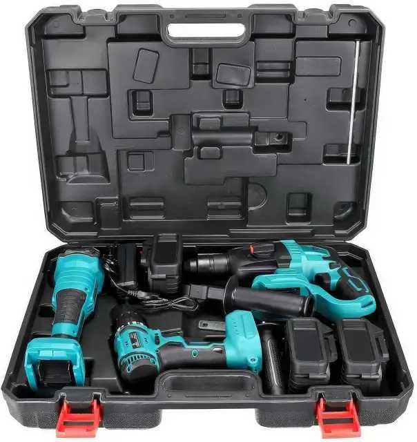 Акумуляторний набір інструментів 3в1 Makita 48V: перфоратор, шурупокрут, болгарка + 2 АКБ по 6.0Ah