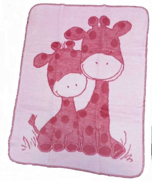 Kocyk Dziecięcy Żyrafa Różowa 75x100 cm. Plus Baby