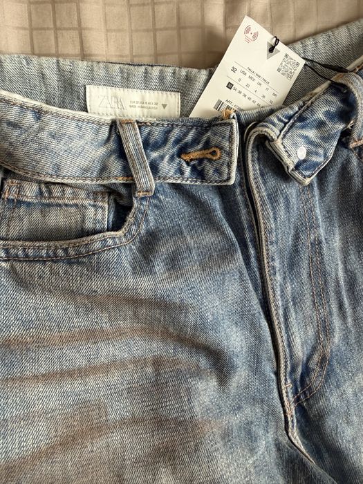ДЖИНСИ ZARA 32 розмір З ЗАВЕРНУТИМ ПОЯСОМ TRF