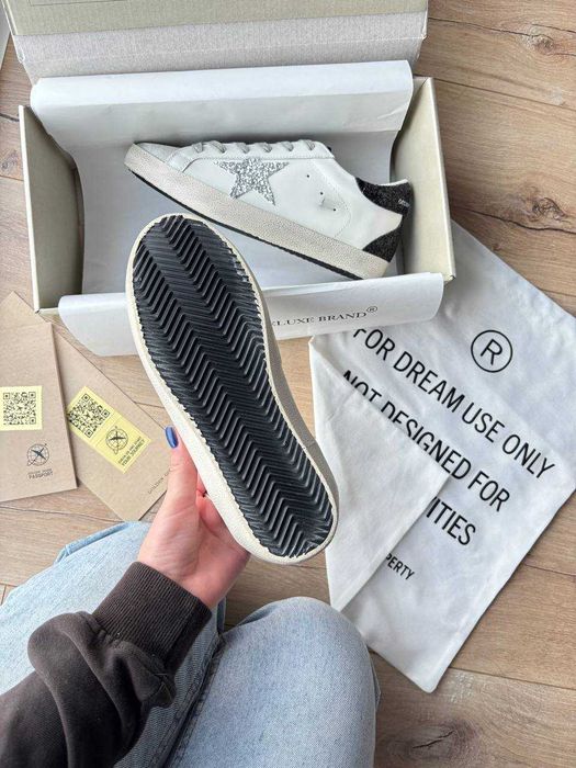 Кеди Golden Goose Glitter Star Silver / кеды Голден Чуз Гліттер білі