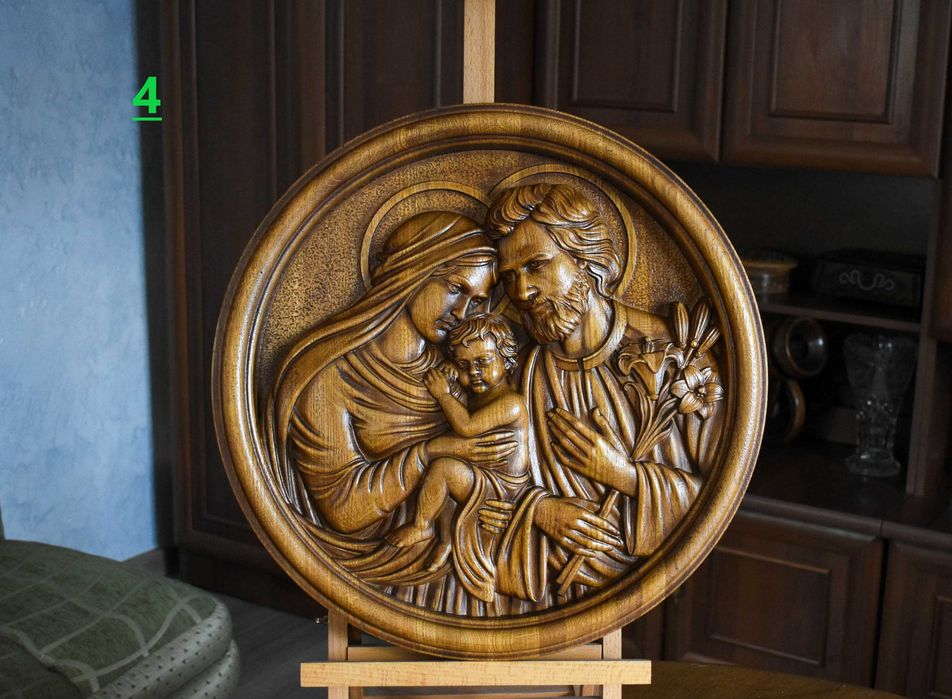 Образ Ісус, Свята Сім'я, Свята Родина, панно з дерева, ікона, образ