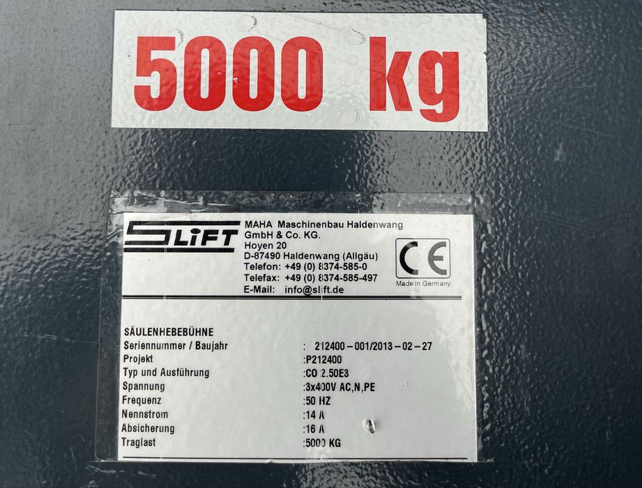 Podnośnik 2 kolumnowy MAHA Slift CO 2.50, udzwig 5 ton
